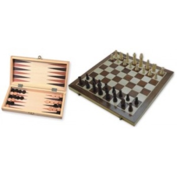 Wooden Checkers + Backgammon 29x29cm