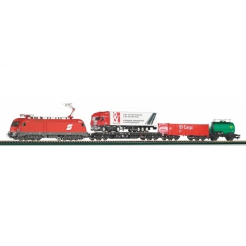 Piko H0 Starter Set Taurus ÖBB w.3 Freight Cars, PIKO A-Track w. RailbedV
