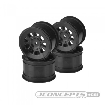 JConcepts 9 shot - B6.1, B74 | YZ2, YZ4 | XB2, XB4 | RB7, ZX7 | SRX-2, SDX-4 | KC, KD, L1 | D418, 2.2" rear wheel (black) - 4pc