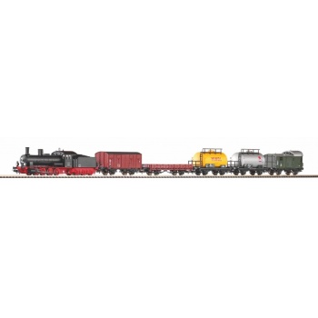 Piko H0 Starter Set Steam locomotive G7.1 with 5 Freight Cars DR, PIKO A-track w. Railbed