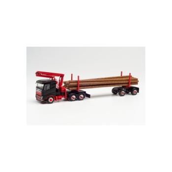 1/87 Volvo FH FD Doll long timber truck, black/red Herpa