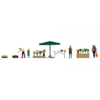1/87 H0 Themed Figures Set "Flower Stall"