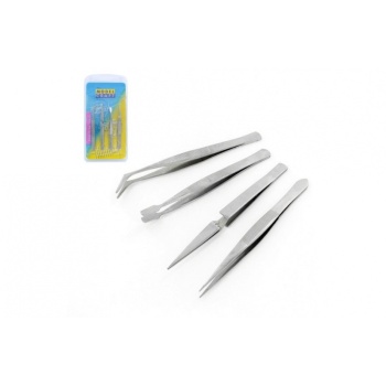 SET OF 4 STAINLESS STEEL TWEEZERS