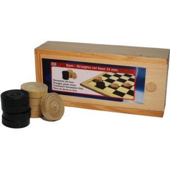 32mm Wooden Checkers Pieces 2x20pcs in a wood case