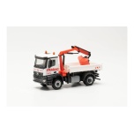 1/87 MERCEDES-BENZ AROCS S DREISEITENKIPPER MIT LADEKRAN UND ZWEISCHALENGREIFER "STRABAG" HERPA