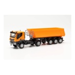 1/87 IVECO TRAKKER SCHMITZ CARGOBULL KIPPSATTELZUG MIT STAHLMULDE, KOMMUNALORANGE HERPA