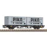 1/87 H0 Flatcar with Container VEB PIKO DR IV 2x20"