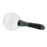 Hand held magnifier with LED light