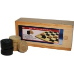 32mm Wooden Checkers Pieces 2x20pcs in a wood case